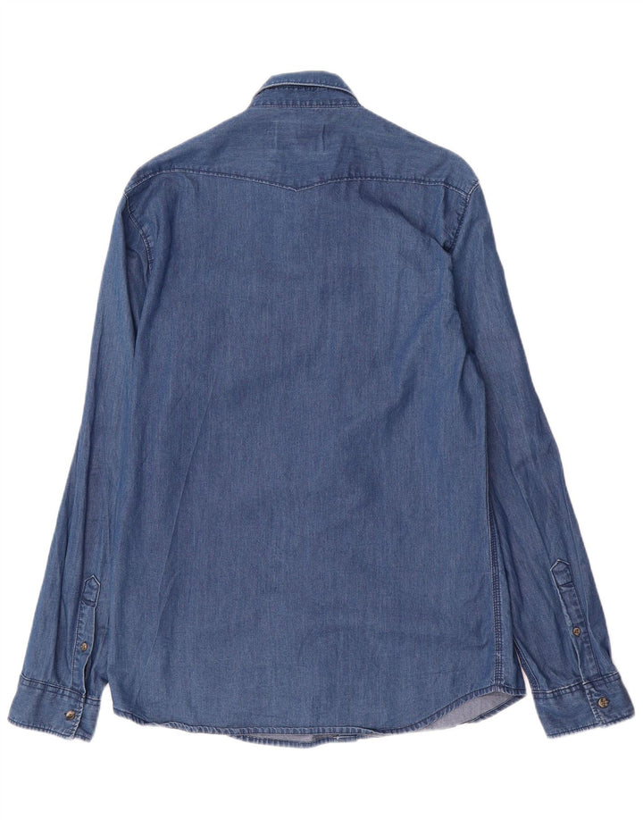 Jack & Jones Mens Denim Shirt Medium Blue Cotton