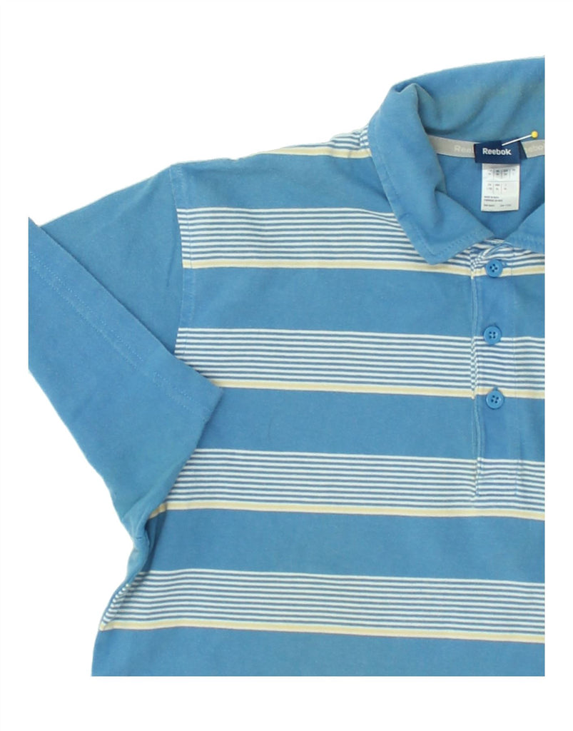 REEBOK Mens Polo Shirt Medium Blue Striped Cotton | Vintage Reebok | Thrift | Second-Hand Reebok | Used Clothing | Messina Hembry 