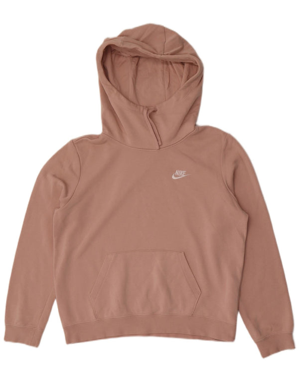 Nike Womens Hoodie Jumper UK 14 Medium Pink Cotton