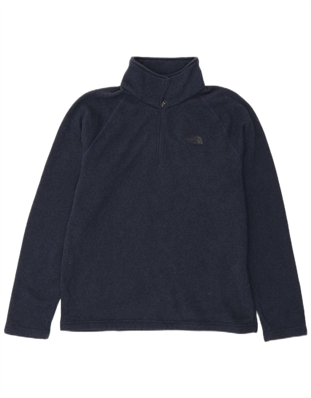 THE NORTH FACE Mens Zip Neck Sweatshirt Jumper Large Navy Blue Flecked