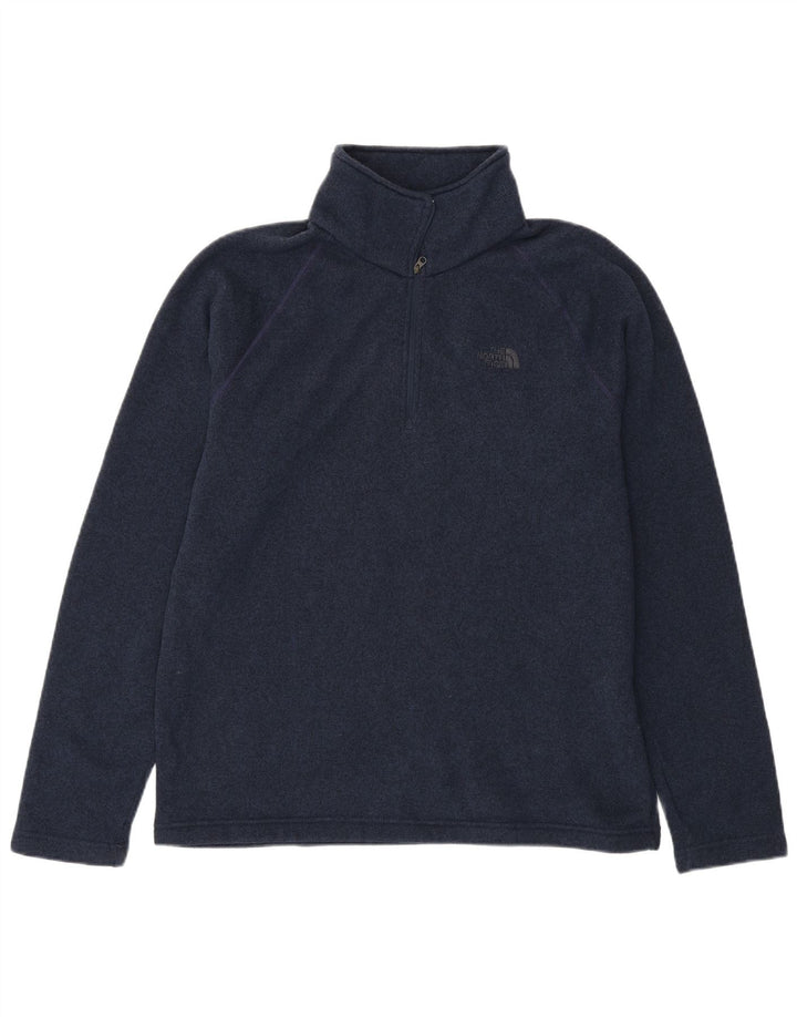 THE NORTH FACE Mens Zip Neck Sweatshirt Jumper Large Navy Blue Flecked