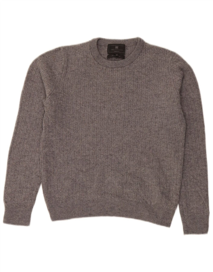 Marks & Spencer Womens Crop Crew Neck Jumper Sweater UK 14 Medium Grey