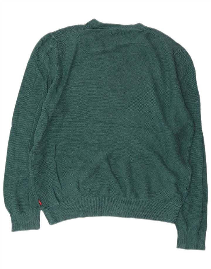 IZOD Womens Oversized V-Neck Jumper Sweater UK 10 Small Green