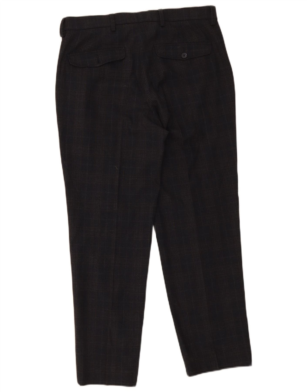 Marks & Spencer Mens Regular Fit Suit Trousers W32 L29 Navy Blue Check