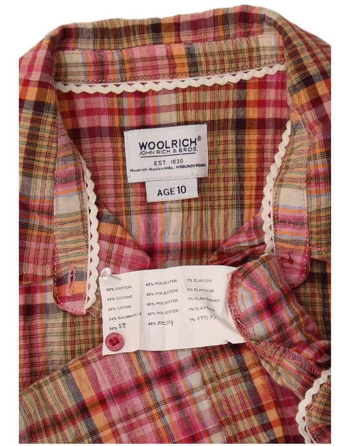 Woolrich Girls Short Sleeve Shirt 9-10 Years Multicoloured Check Cotton