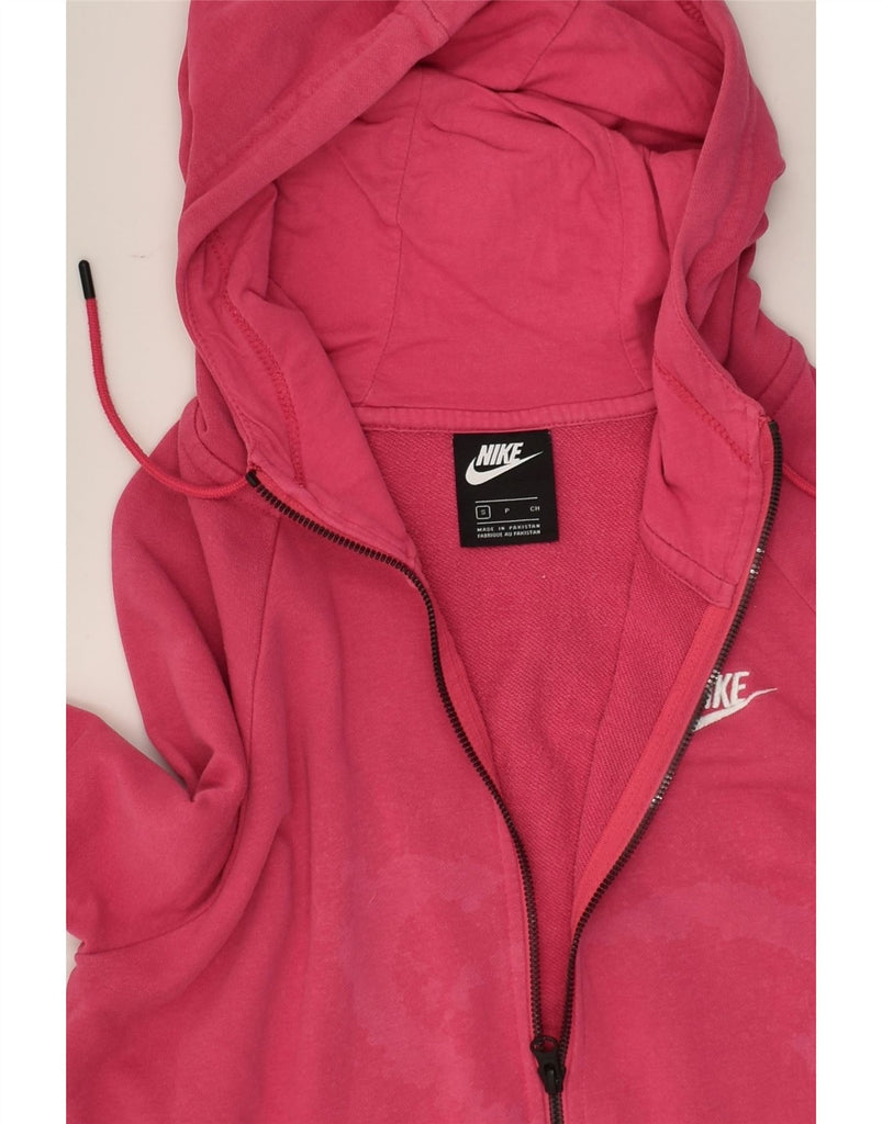 NIKE Womens Zip Hoodie Sweater UK 10 Small Pink Cotton | Vintage Nike | Thrift | Second-Hand Nike | Used Clothing | Messina Hembry 