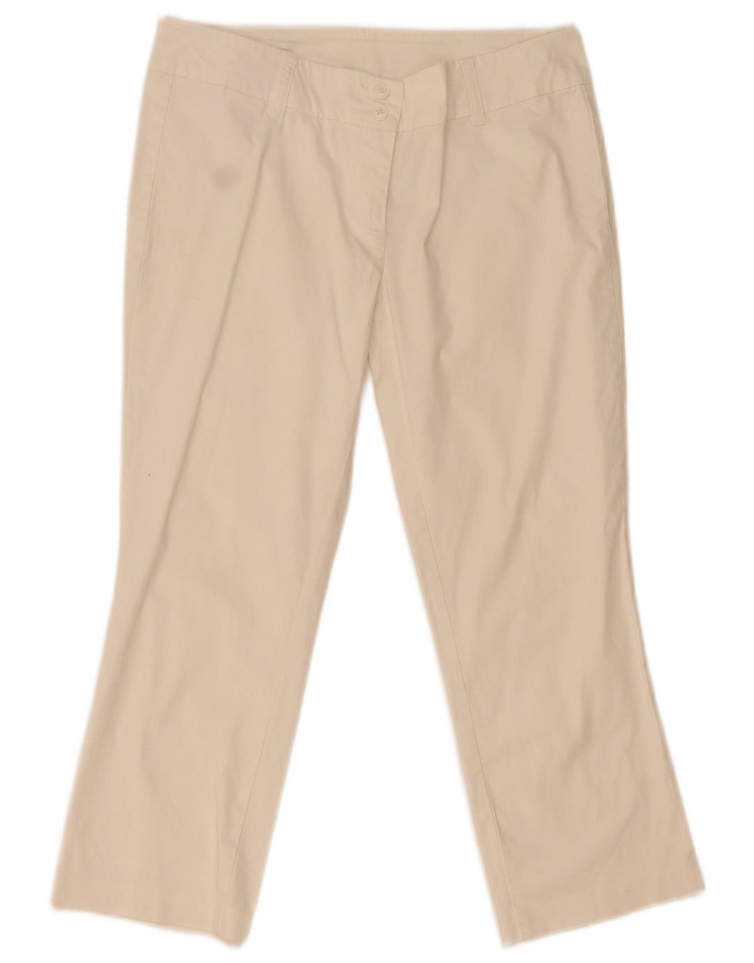 Benetton Womens Capri Trousers IT 44 Medium W31 L22 White Cotton