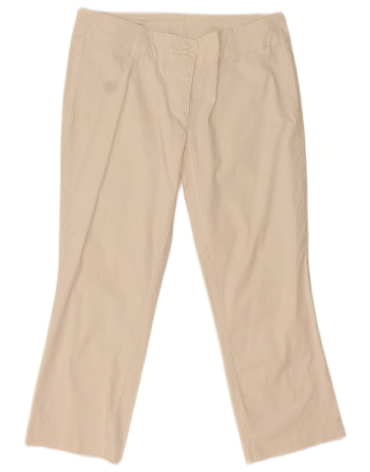 Benetton Womens Capri Trousers IT 44 Medium W31 L22 White Cotton