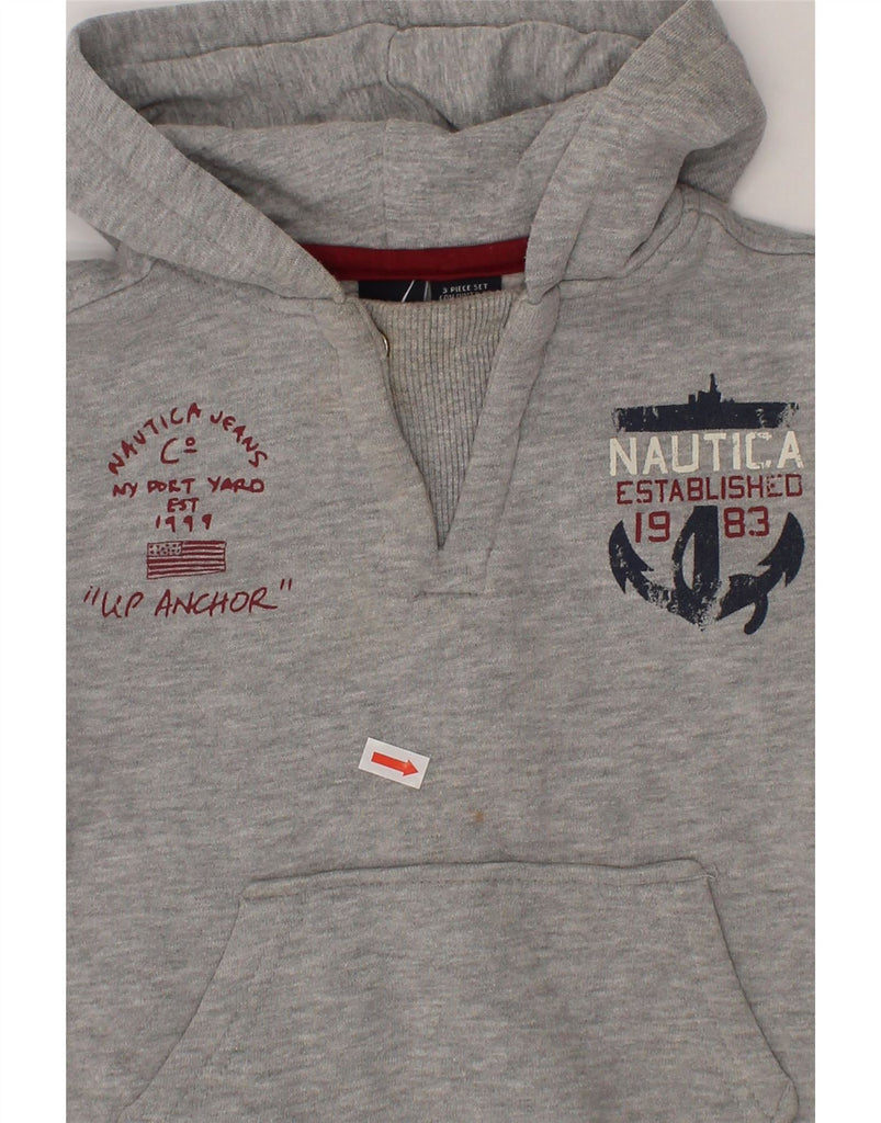 NAUTICA Baby Boys Graphic Hoodie Jumper 18-24 Months Grey Colourblock Vintage Nautica and Second-Hand Nautica from Messina Hembry 