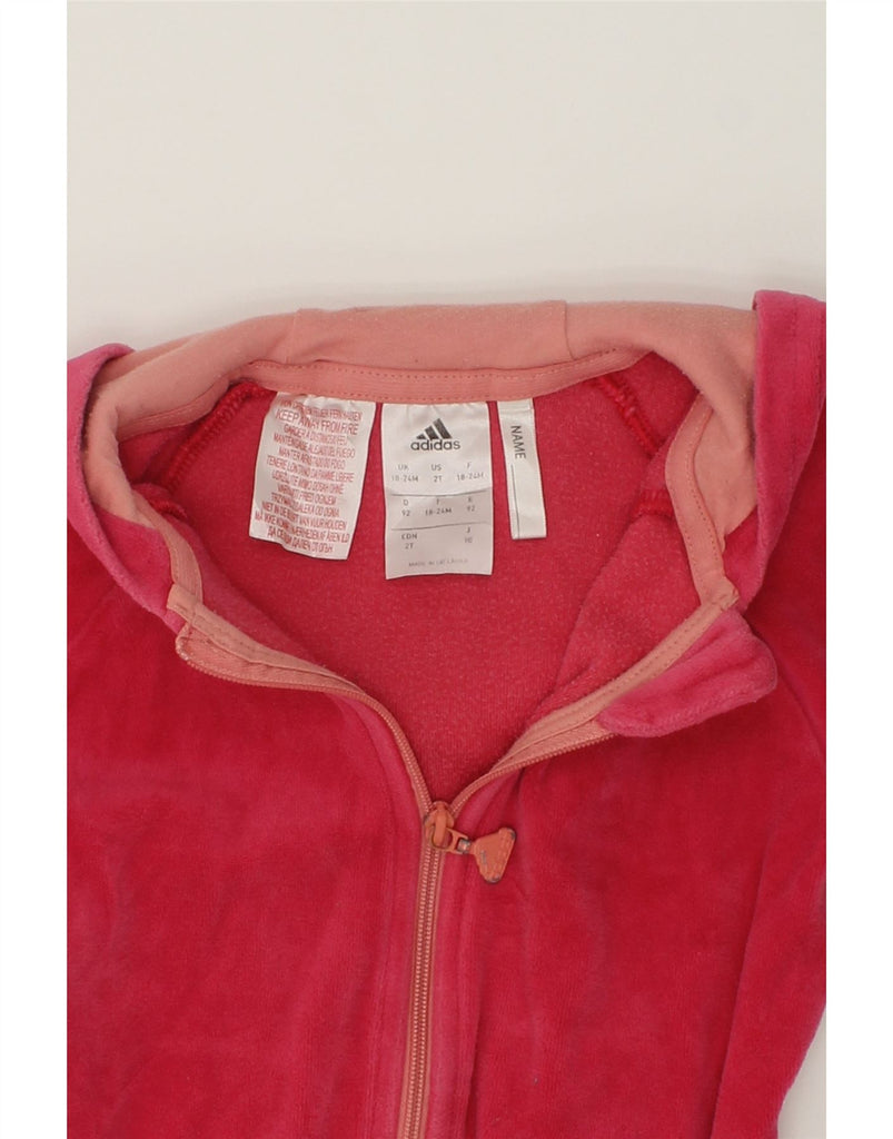 ADIDAS Baby Girls Zip Hoodie Sweater 18-24 Months Pink Cotton | Vintage Adidas | Thrift | Second-Hand Adidas | Used Clothing | Messina Hembry 