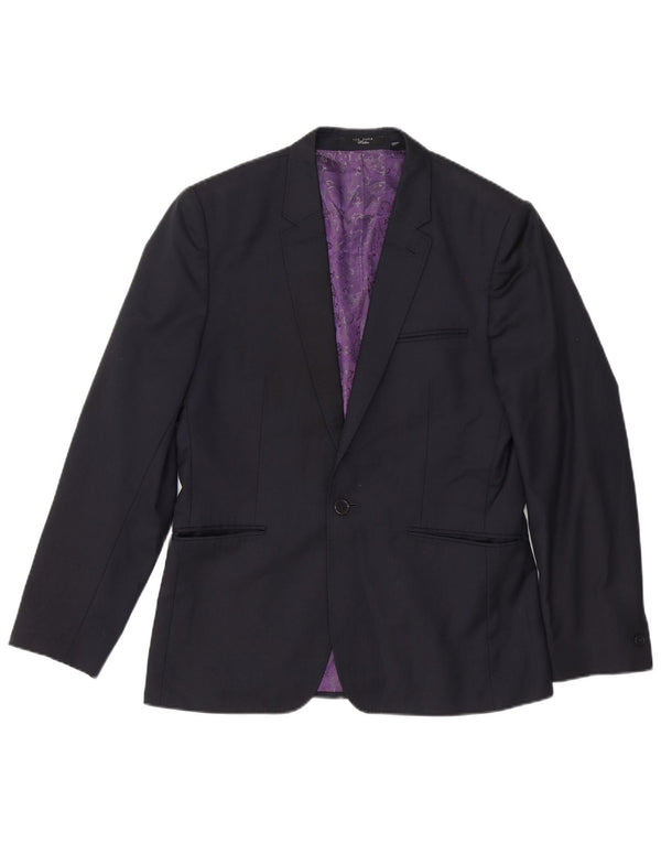 Ted Baker Mens 1 Button Blazer Jacket UK 38 Medium Black Wool