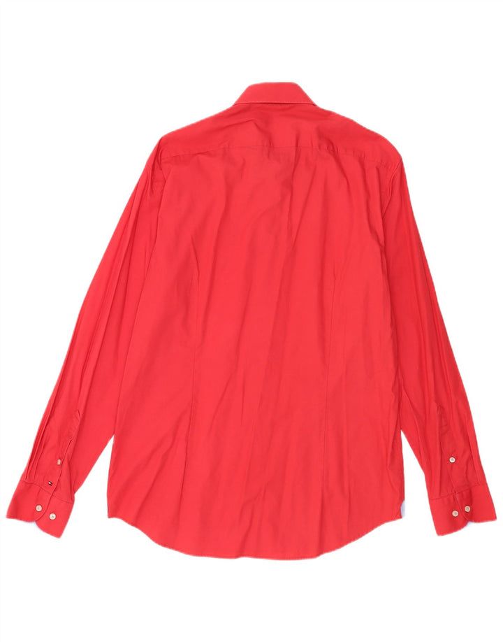 Tommy Hilfiger Mens Tailored Fitted Shirt Size 16 41 Large Red Cotton