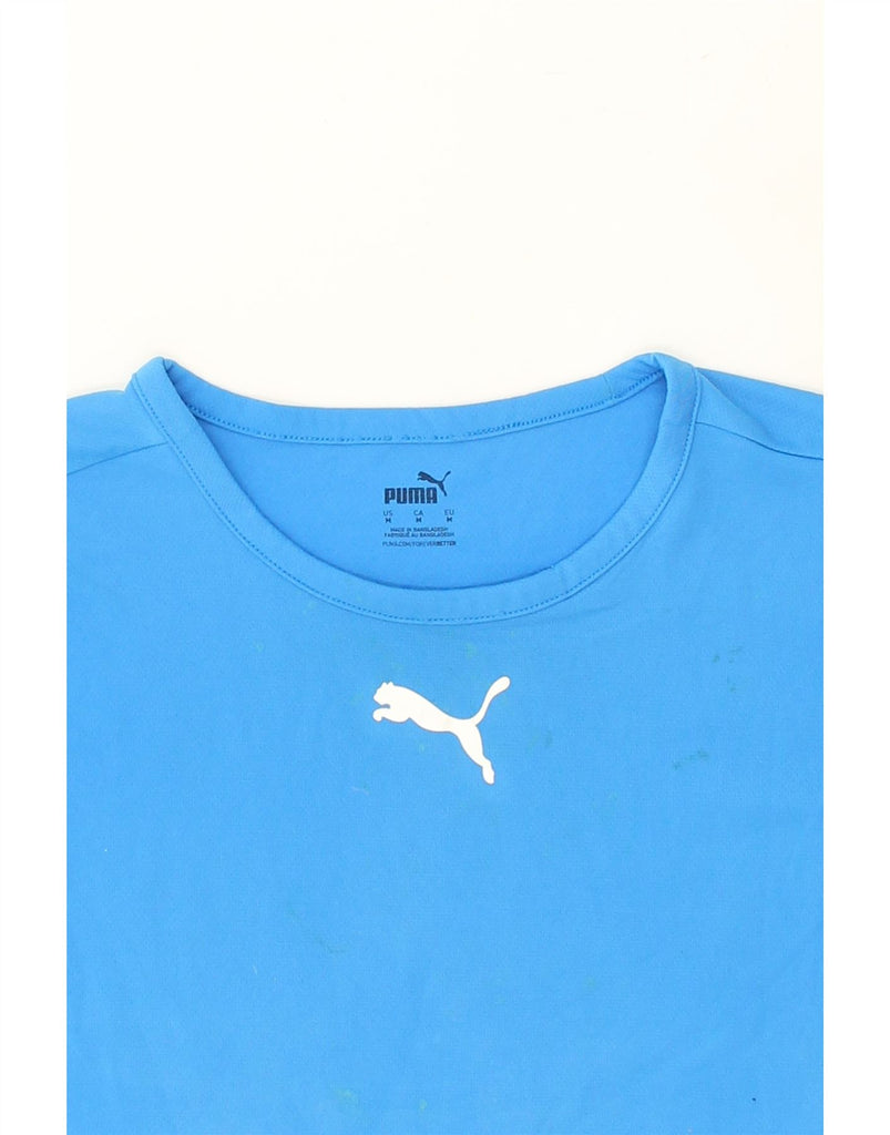 PUMA Mens T-Shirt Top Medium Blue Polyester | Vintage Puma | Thrift | Second-Hand Puma | Used Clothing | Messina Hembry 