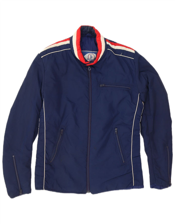 Vintage Mens Lightweight Padded Jacket Small Navy Blue Colourblock
