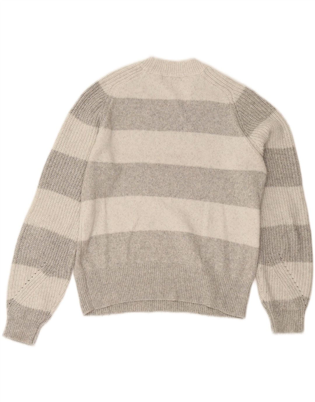 Zara Womens Crew Neck Jumper Sweater UK 10 Small Grey Striped Polyester