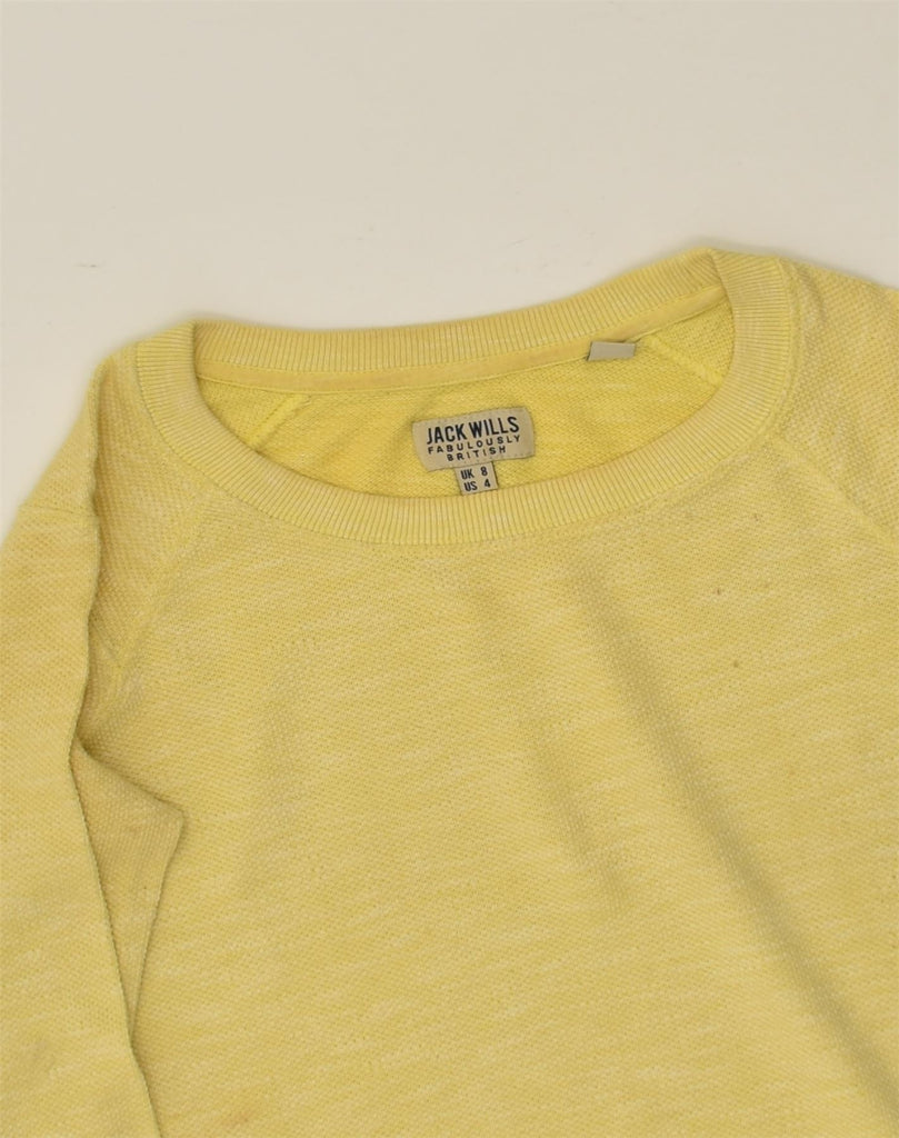 JACK WILLS Womens Sweatshirt Jumper UK 8 Small Yellow Cotton | Vintage Jack Wills | Thrift | Second-Hand Jack Wills | Used Clothing | Messina Hembry 