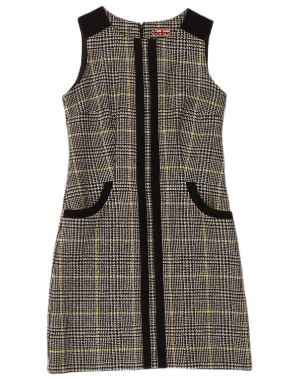 Boden Womens Sleeveless Sheath Dress UK 8 Small Navy Blue Houndstooth Wool