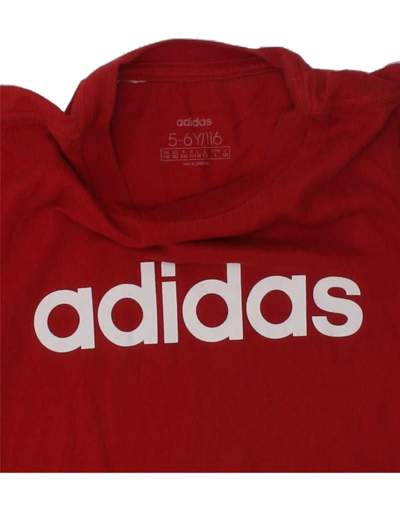 ADIDAS Boys Graphic T-Shirt Top 5-6 Years Red Cotton | Vintage Adidas | Thrift | Second-Hand Adidas | Used Clothing | Messina Hembry 