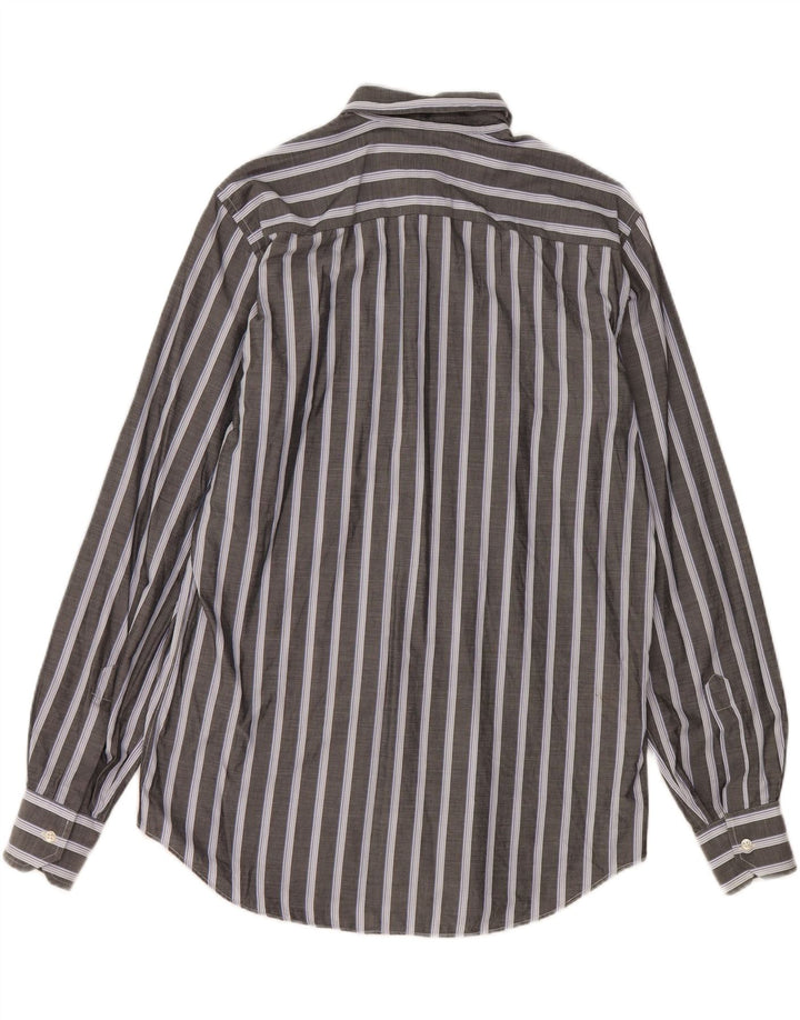 BORSALINO Mens Shirt Size 40 15 3/4 Medium Grey Striped Cotton Vintage Borsalino and Second-Hand Borsalino from Messina Hembry 