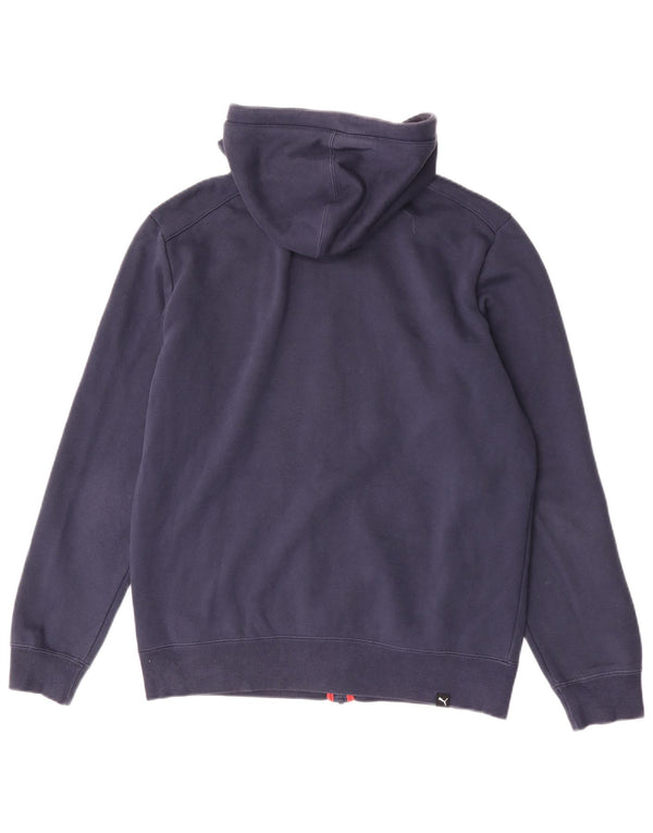 Puma Mens Graphic Regular Fit Zip Hoodie Sweater Medium Navy Blue Cotton