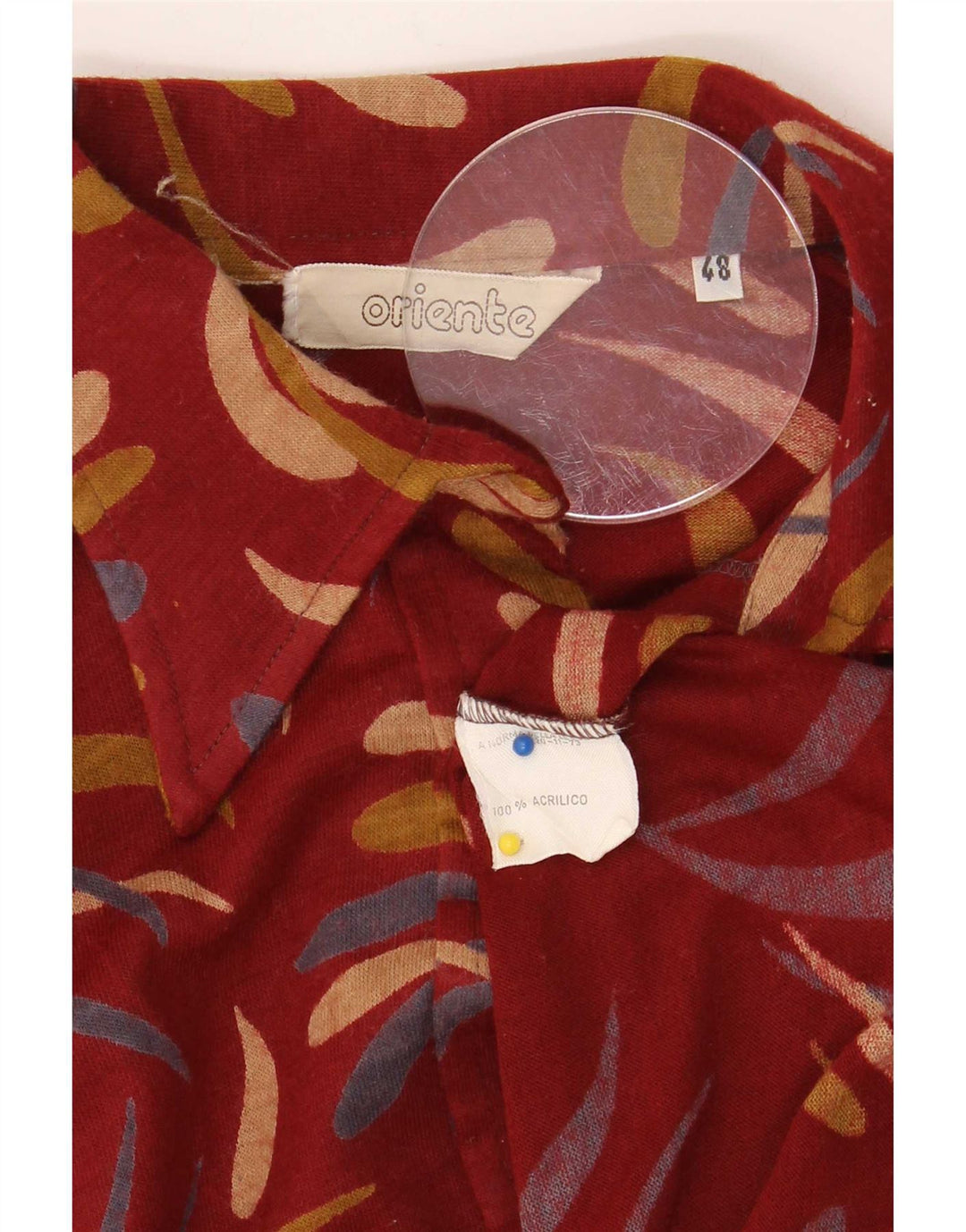 Vintage Womens Abstract Pattern Shirt IT 48 XL Red Acrylic