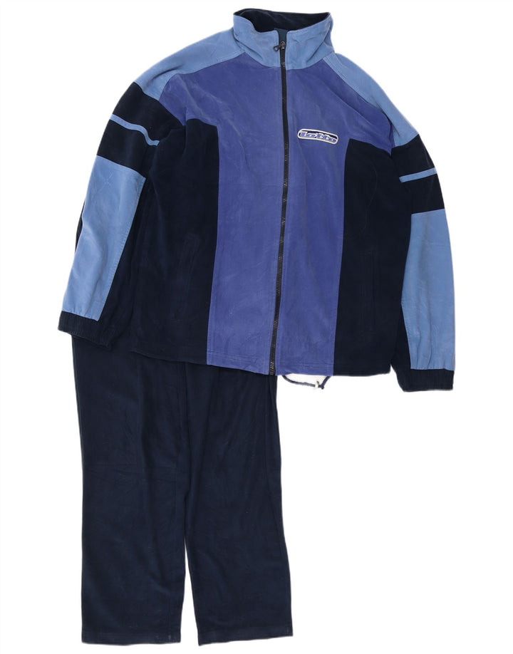 Lotto Mens Velour Full Tracksuit Medium Navy Blue Colourblock Polyester