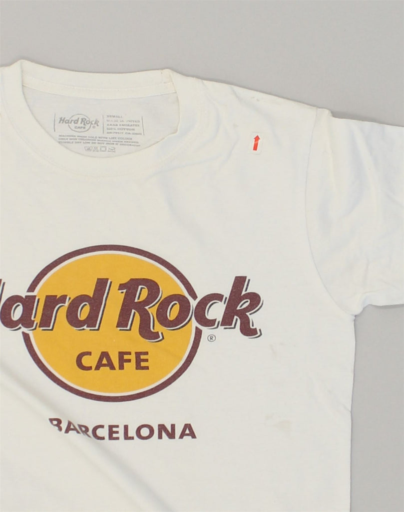 HARD ROCK CAFE Mens Barcelona Graphic T-Shirt Top XS White Cotton | Vintage Hard Rock Cafe | Thrift | Second-Hand Hard Rock Cafe | Used Clothing | Messina Hembry 