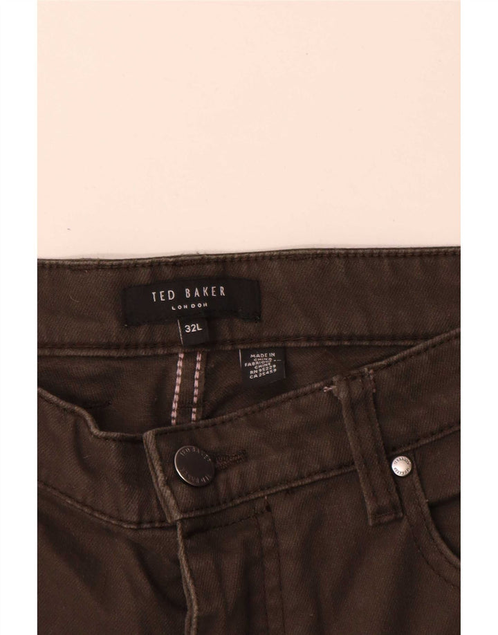 Ted Baker Mens Slim Casual Trousers W32 L31 Khaki Cotton