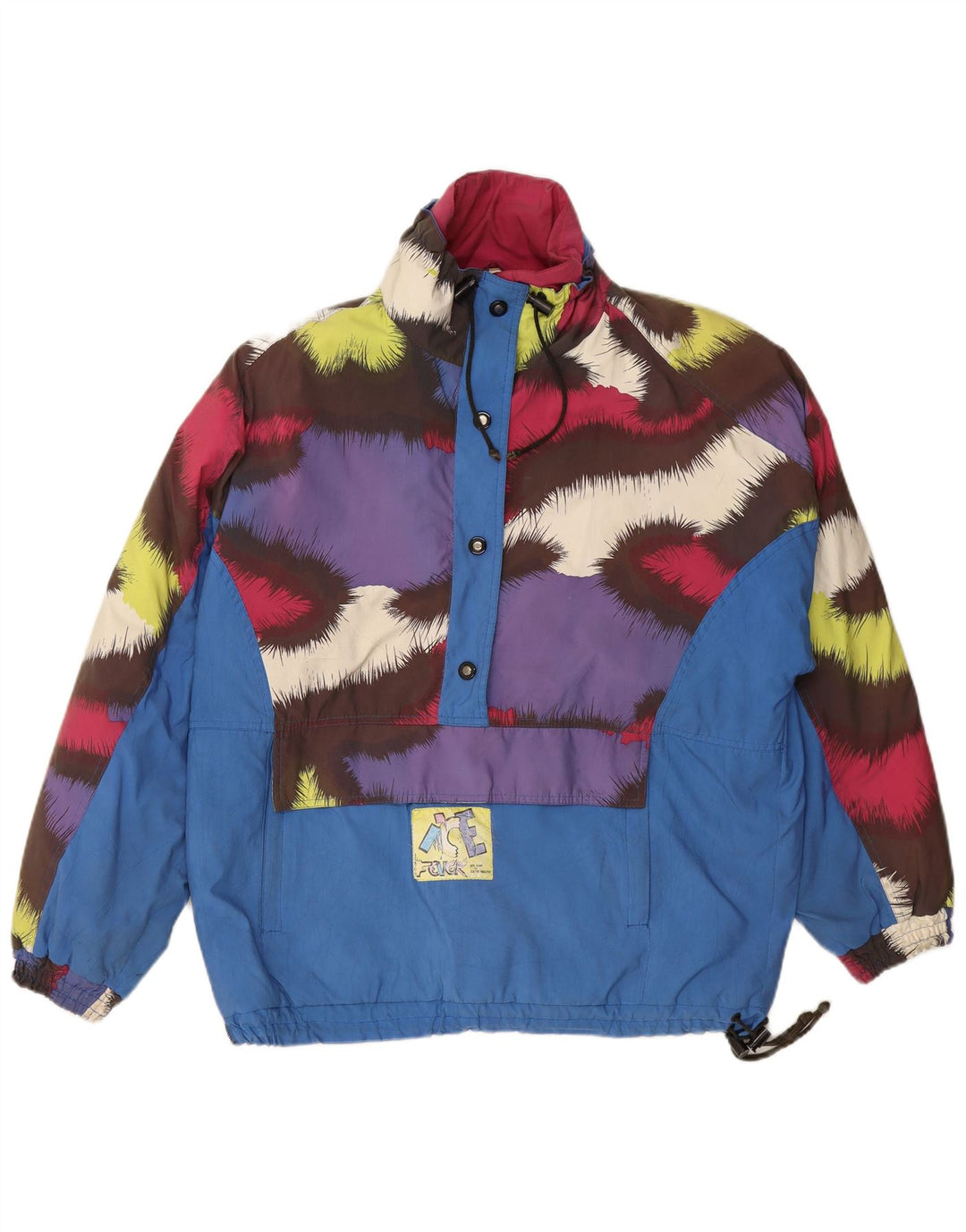 FEVER Mens Anorak Jacket UK 38 Medium Blue Colourblock Polyester