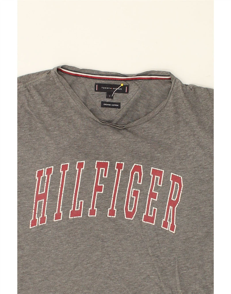 TOMMY HILFIGER Mens Graphic T-Shirt Top Small Grey Flecked Cotton | Vintage Tommy Hilfiger | Thrift | Second-Hand Tommy Hilfiger | Used Clothing | Messina Hembry 