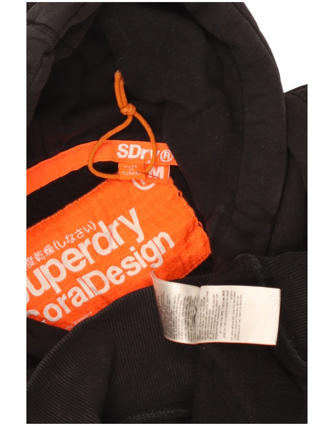 Superdry Mens Graphic Hoodie Jumper Medium Black Cotton