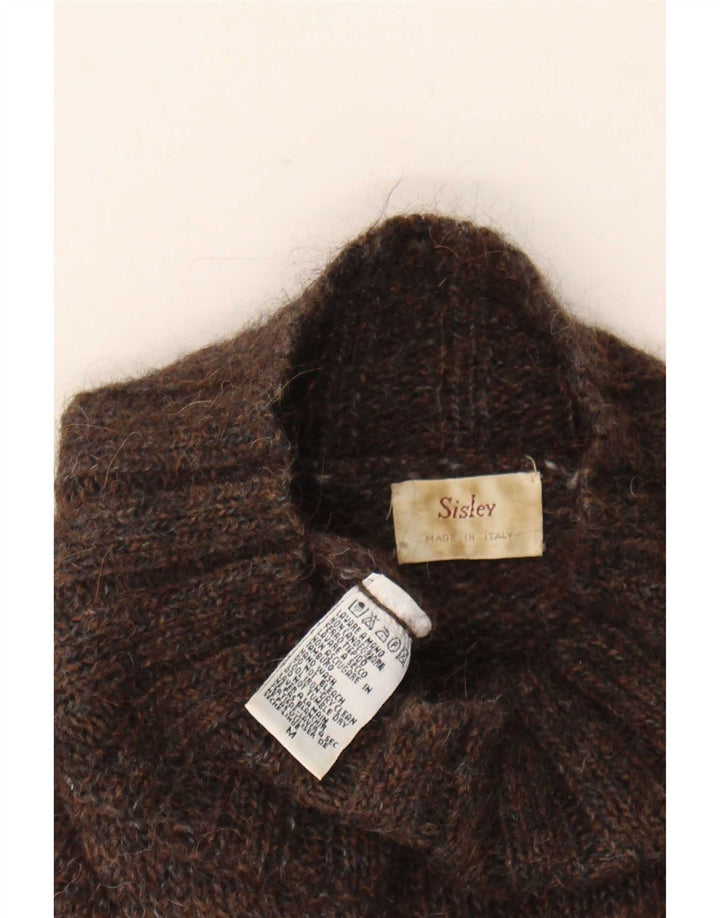 Sisley Womens Turtle Neck Jumper Sweater UK 14 Medium Brown Fair Isle