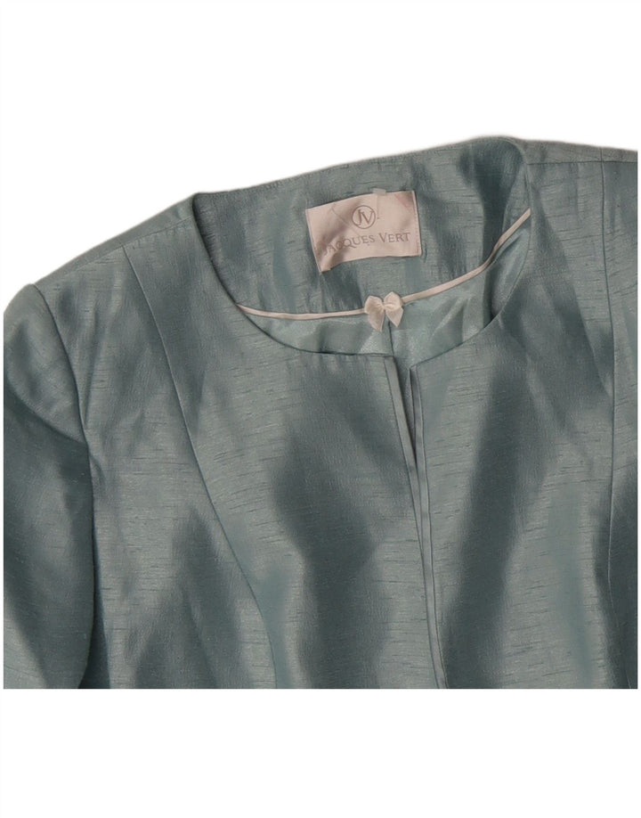 Jacques Vert Womens 3/4 Sleeve Crop Blazer Jacket UK 16 Large Blue Viscose