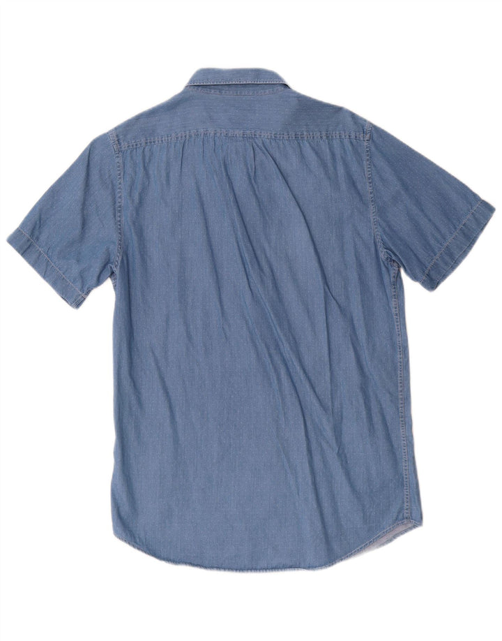 Lee Mens Short Sleeve Regular Fit Denim Shirt Small Blue Spotted Cotton