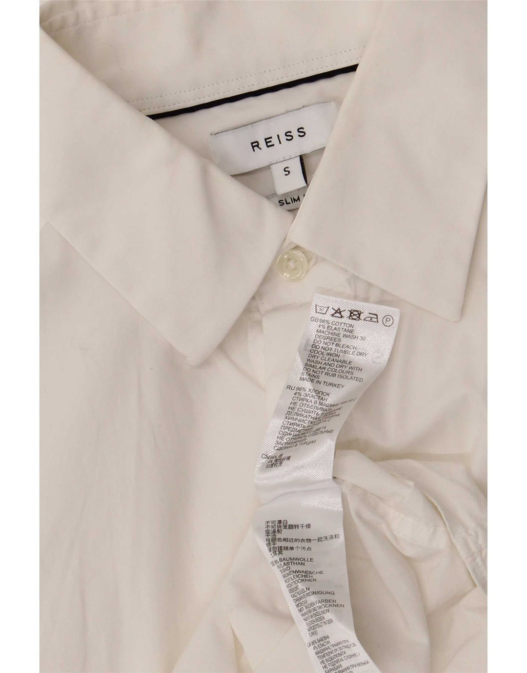 Reiss Mens Slim Fit Shirt Small White Cotton