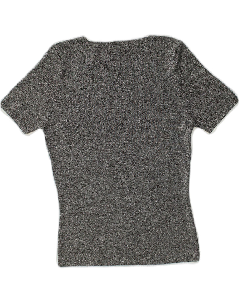 VINTAGE Womens T-Shirt Top UK 12 Medium Grey Flecked Polyester | Vintage Vintage | Thrift | Second-Hand Vintage | Used Clothing | Messina Hembry 