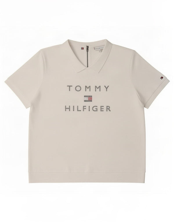 Tommy Hilfiger Womens Graphic Polo Shirt UK 20 2XL White