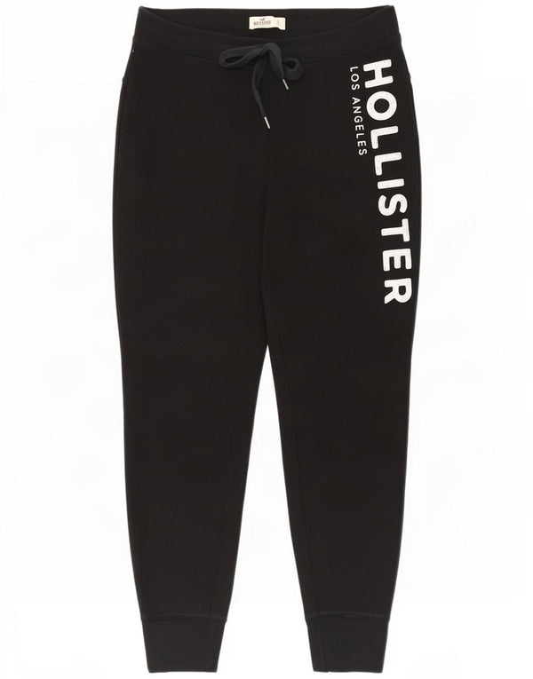 Hollister Womens Graphic Tracksuit Trousers Joggers Large Black Cotton