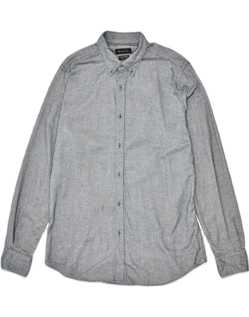 MASSIMO DUTTI Mens Shirt Large Grey Cotton | Vintage | Thrift | Second-Hand | Used Clothing | Messina Hembry 