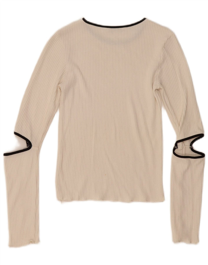 Zara Womens Top Long Sleeve UK 8 Small White