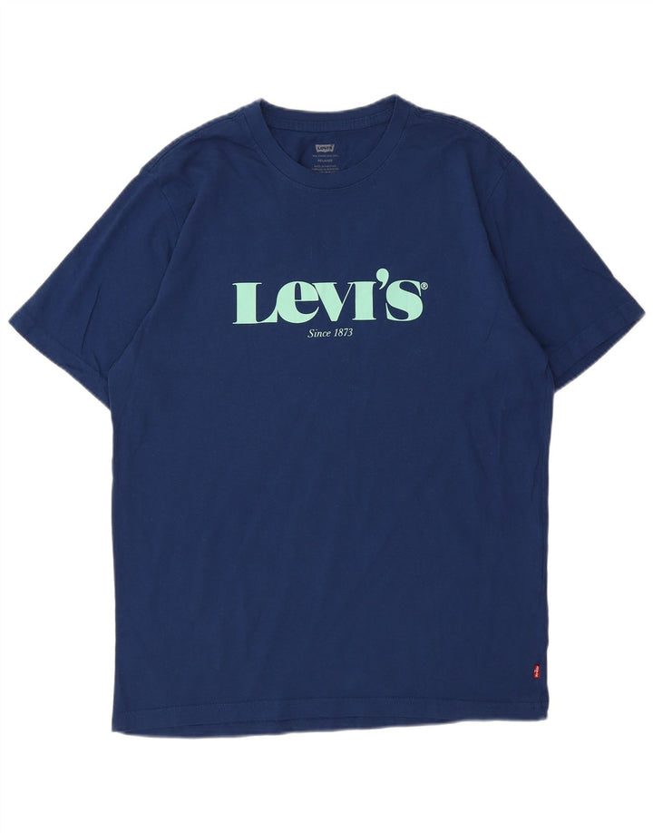 LEVI'S Mens Relaxed Relaxed Fit Graphic T-Shirt Top Small Navy Blue