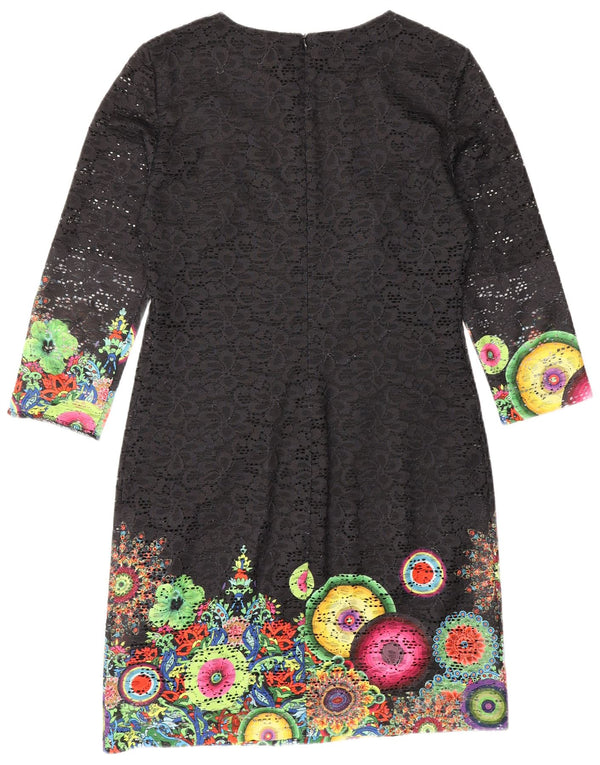 Desigual Womens 3/4 Sleeve Lace Sheath Dress EU 40 Medium Black Floral