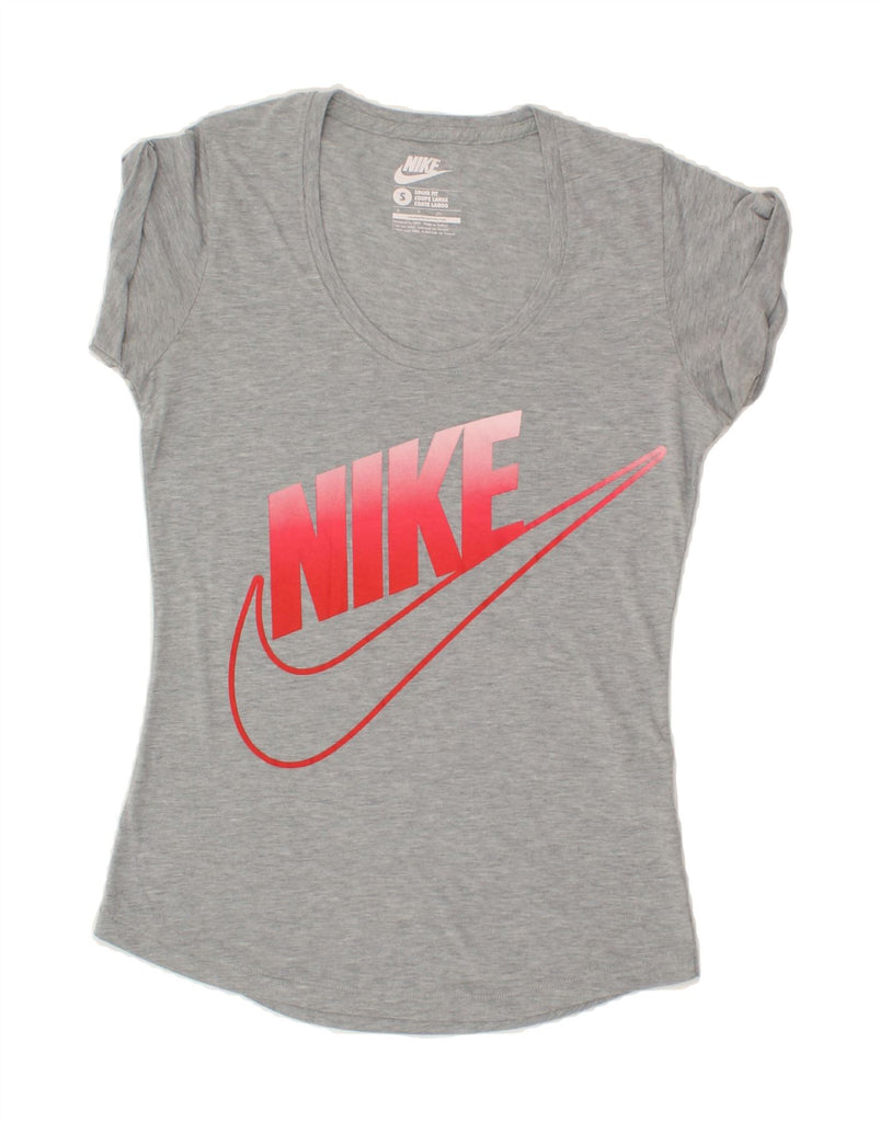 NIKE Womens Loose Fit Graphic T-Shirt Top UK 10 Small Grey Polyester Vintage Nike and Second-Hand Nike from Messina Hembry 