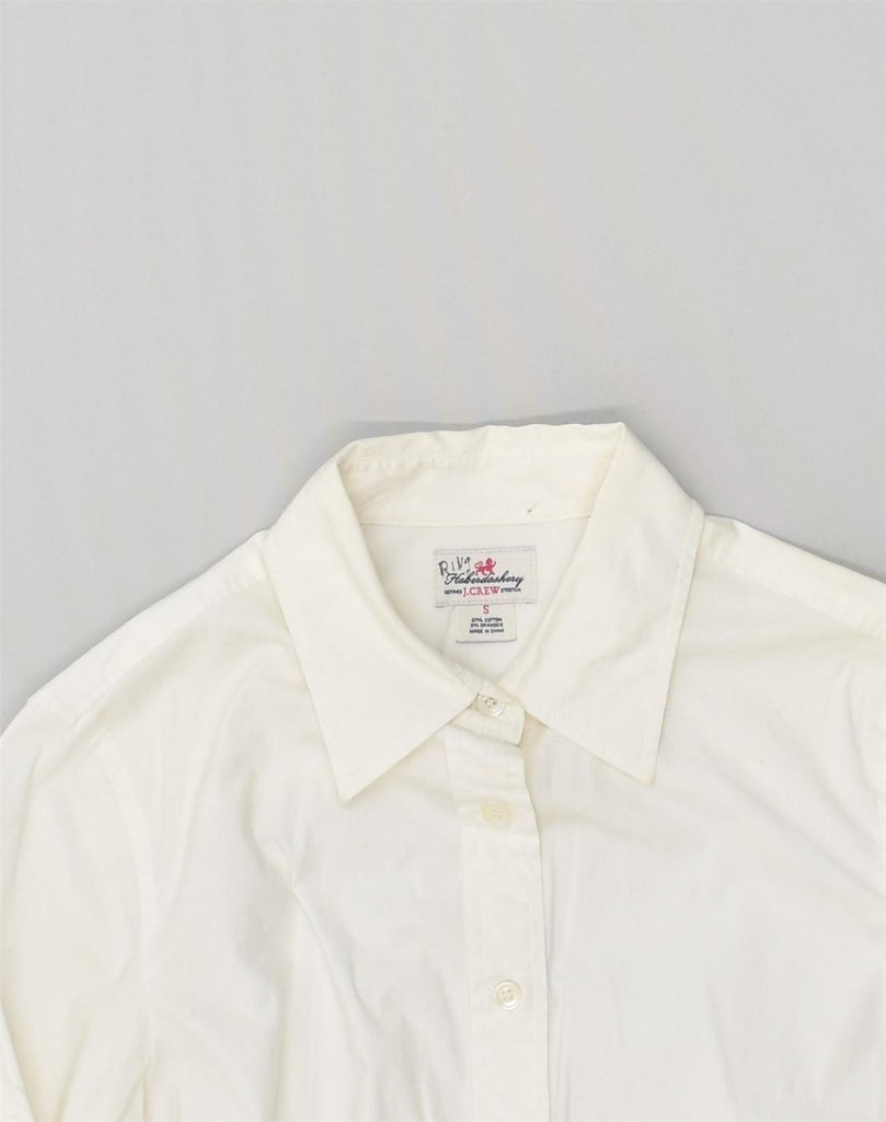 J. CREW Womens 3/4 Sleeve Shirt UK 10 Small White Cotton | Vintage J. Crew | Thrift | Second-Hand J. Crew | Used Clothing | Messina Hembry 