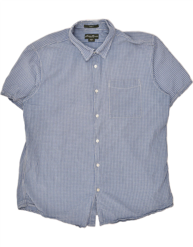 EDDIE BAUER Mens Classic Fit Short Sleeve Shirt XL Blue Check Cotton | Vintage Eddie Bauer | Thrift | Second-Hand Eddie Bauer | Used Clothing | Messina Hembry 