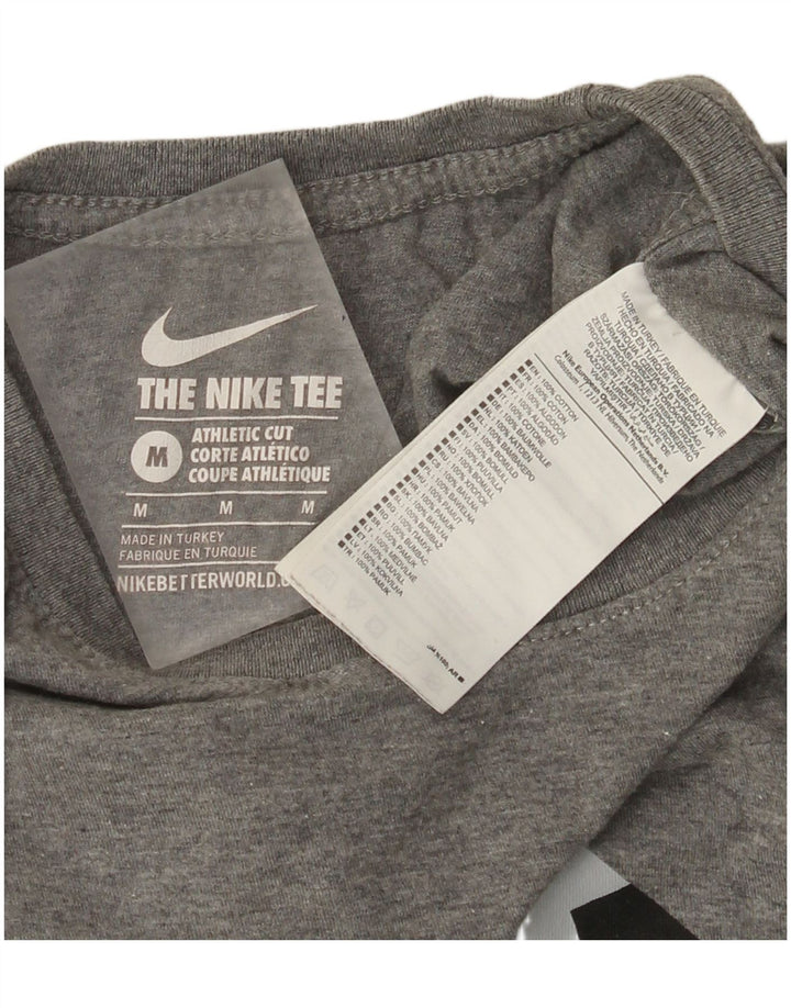 Nike Mens Athletic Cut Graphic T-Shirt Top Medium Grey Flecked Cotton