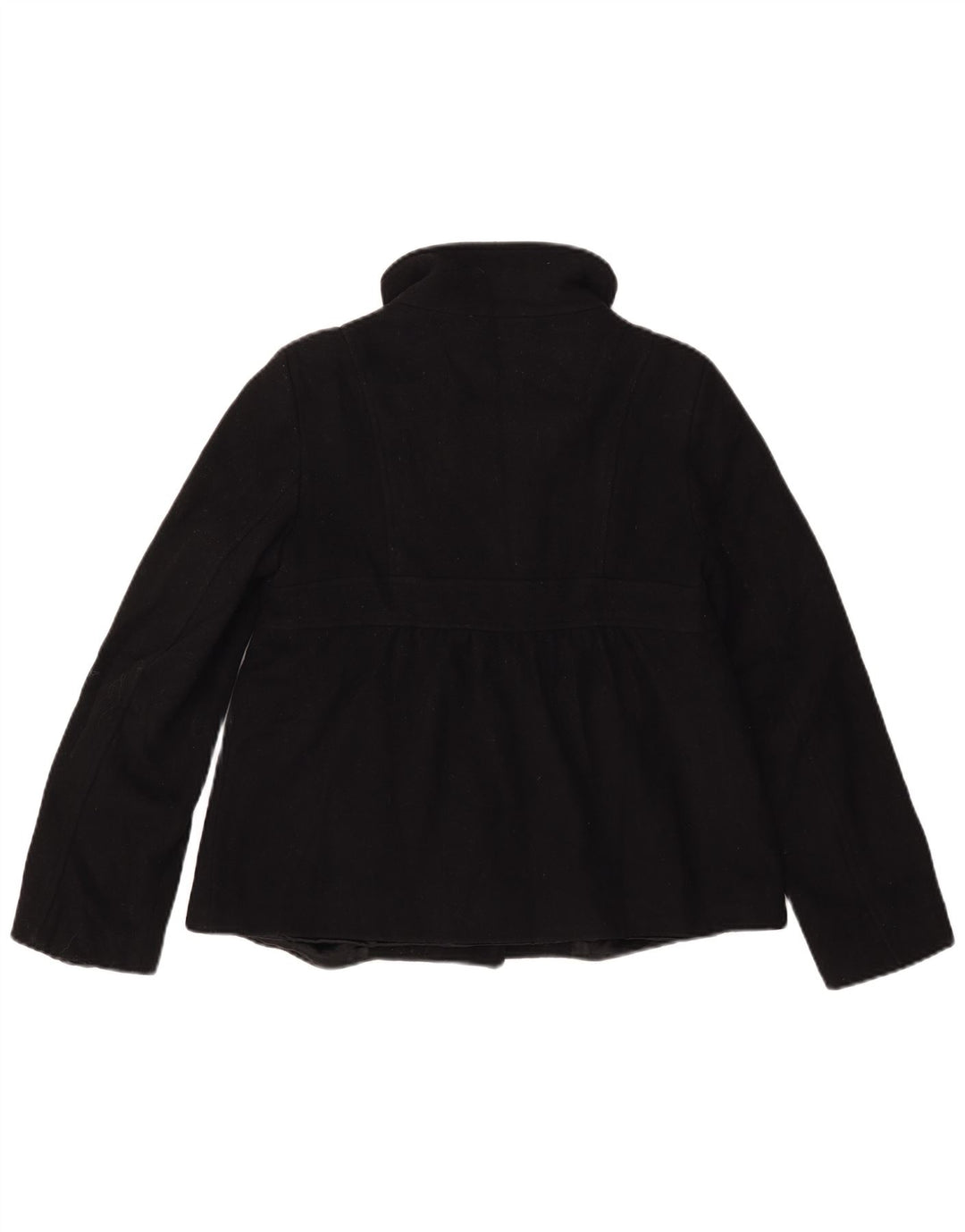 Benetton Womens Pea Coat IT 42 Medium Black Wool