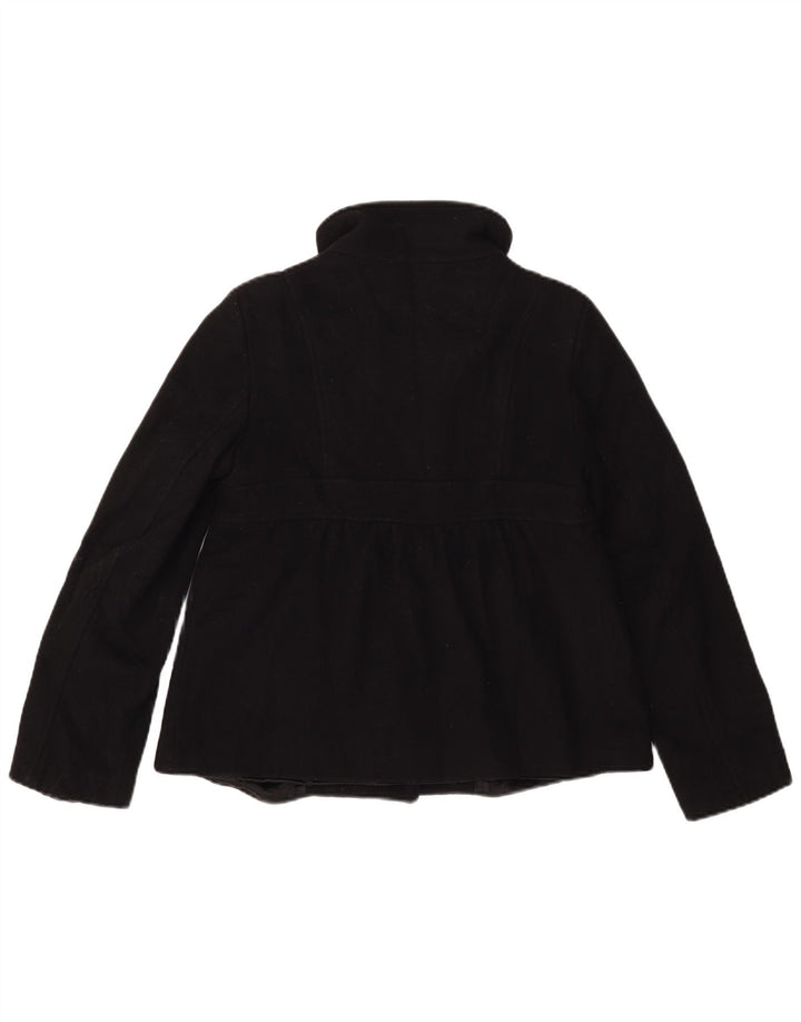 Benetton Womens Pea Coat IT 42 Medium Black Wool