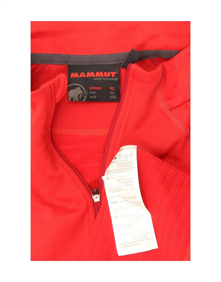 Mammut Mens Zip Neck T-Shirt Top XL Red Polyester