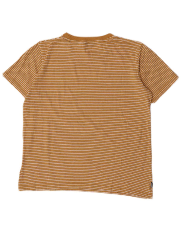 Superdry Womens Oversized T-Shirt Top UK 10 Small Yellow Pinstripe Cotton